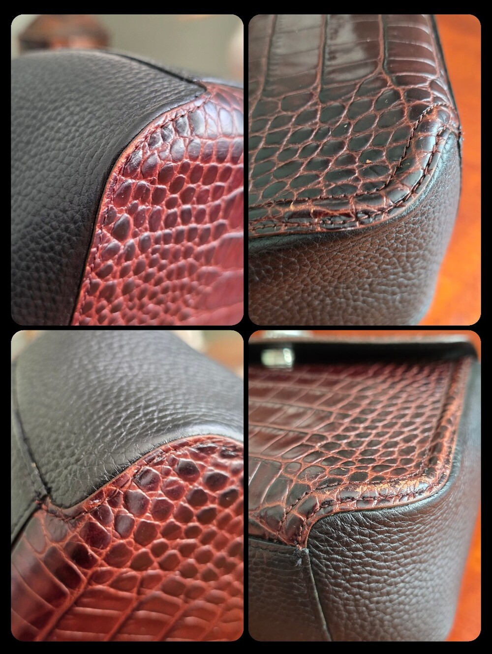 Brighton Croc Embossed Leather Crossbody Bag Brown Heart Y2K - Picture 12 of 16